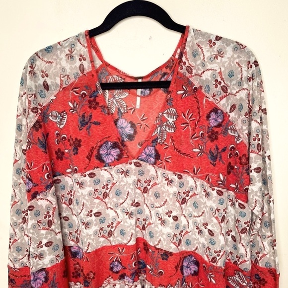Free People Boho Long Sleeve Floral Blouse - Picture 7 of 10